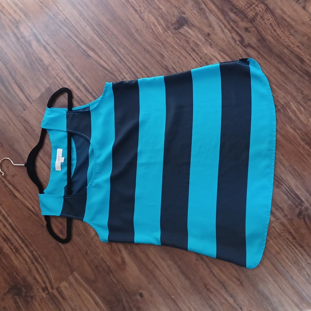 Ann Taylor Loft sleeveless blue striped tunic, size S